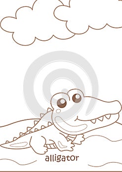 Alphabet A For Alligator Coloring Pages A4 for Kids and Adult