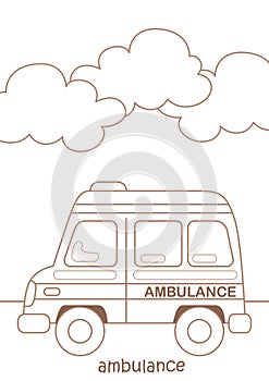 Alphabet A For Ambulance Coloring Pages A4 for Kids and Adult