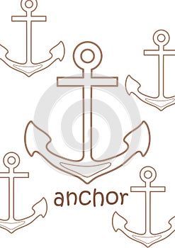 Alphabet A For Anchor Coloring Pages A4 for Kids and Adult