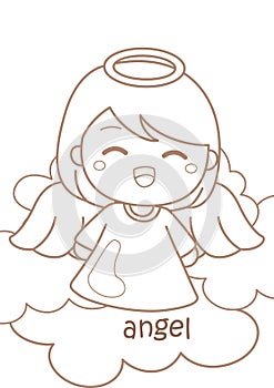 Alphabet A For Angel Coloring Pages A4 for Kids and Adult