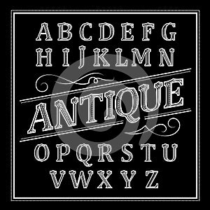 Alphabet antique Letters Vintage Set Western Vector photo