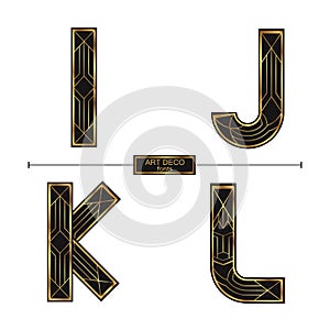 Alphabet Art Deco style in a set IJKL