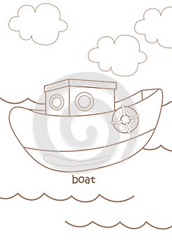 Alphabet B For Boat Coloring Pages A4 for Kids and Adult