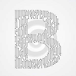 Alphabet B shape digital line design