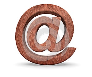 Alphabet black wooden texture at email mark sign letter. 3d rendering illustration.