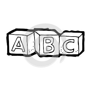 Alphabet blocks for children, letters cubes vector illustration, hand drawn cartoon sketch