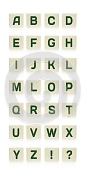 Alphabet on board game square plastic tile pieces