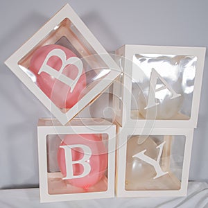 Alphabet building blocks that spelling the word english baby