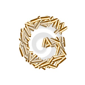 Alphabet bullet set letter G gold color, illustration 3D virtual design