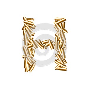 Alphabet bullet set letter H gold color, illustration 3D virtual