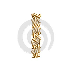 Alphabet bullet set letter I gold color, illustration 3D virtual design