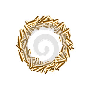 Alphabet bullet set letter O gold color, illustration 3D virtual design