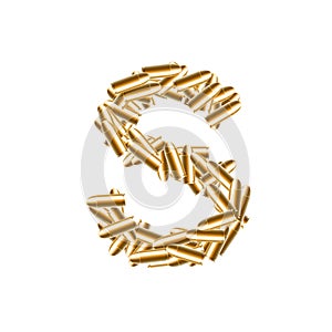 Alphabet bullet set letter S gold color, illustration 3D virtual design