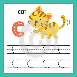 Alphabet C exercise with cartoon vocabulary