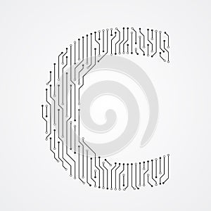 Alphabet C shape digital line design