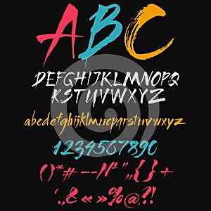 The alphabet in calligraphy brush.