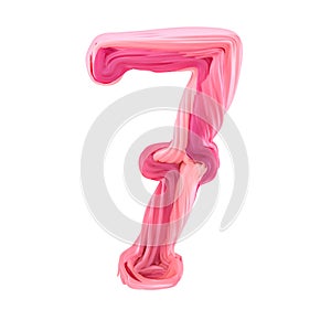 Alphabet candy twisted style art and illustration digit seven. 3D