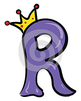 Alphabet capital r queen emoji in purple color vector or color illustration