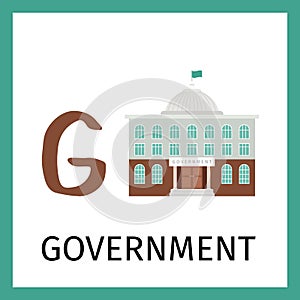 Alphabet card with goverment building photo