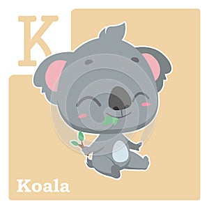 Alphabet card with letter K -  Koala