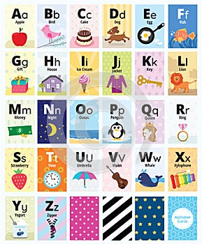 Alphabet Cards for Teaching and Education