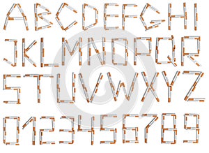 Alphabet from cigarettes