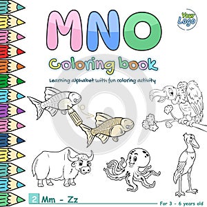 Alphabet Coloring book cover Mm to Zz