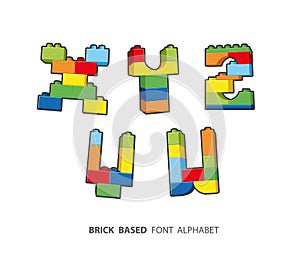 Alphabet created from playing bricks.