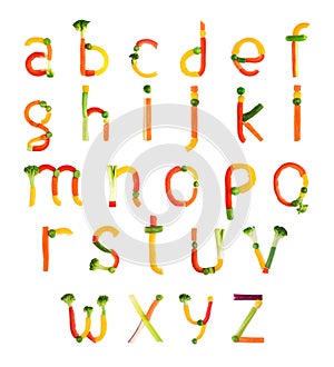 Alphabet created by vegetables photo