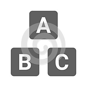 Alphabet cube icon. Gray vector graphic