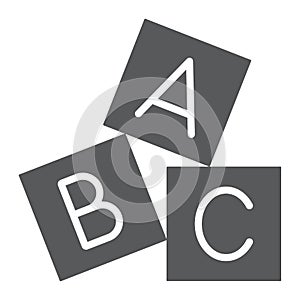 Alphabet cubes glyph icon, abc and toy, block sign, vector graphics, a solid pattern on a white background.