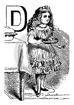 Alphabet D dealt it vintage illustration