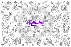 Alphabet doodle set with bright lettering