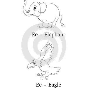 Alphabet e coloring page