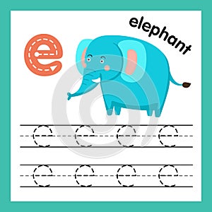 Alphabet E exercise with cartoon vocabulary
