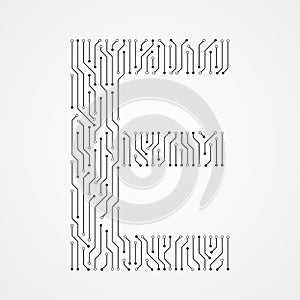 Alphabet E shape digital line design