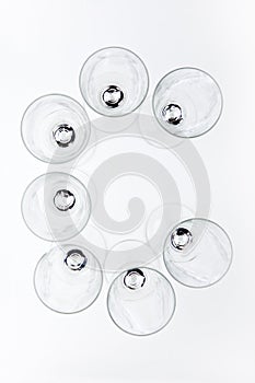 Alphabet Empty champagne glass white background