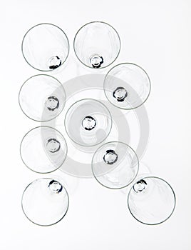 Alphabet Empty champagne glass white background