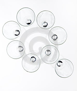 Alphabet Empty champagne glass white background