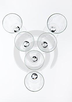 Alphabet Empty champagne glass white background