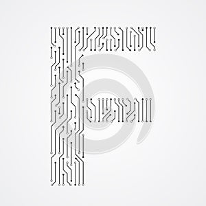 Alphabet F shape digital line design