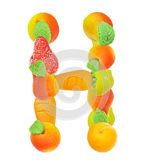 Alphabet from fruit, the letter H