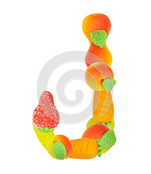 Alphabet from fruit, the letter J