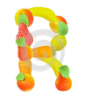 Alphabet from fruit, the letter R