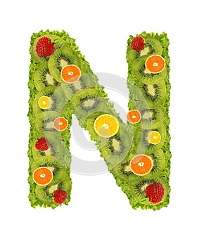 Alphabet from fruit - N