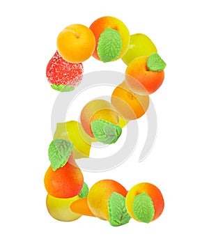 Alphabet from fruit, the number 2