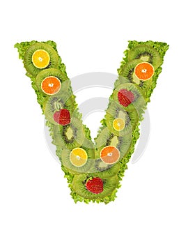 Alphabet from fruit - V