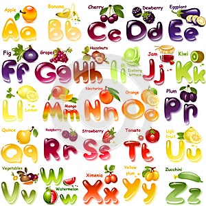 Alphabet with fruits