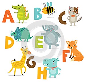 Alphabet with funny animals.