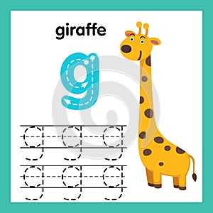 Alphabet G exercise with cartoon vocabulary